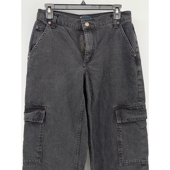 ASOS DESIGN Women’s Black Denim Straight-Leg Relaxed-Fit Cargo Jeans SZ 25 - Picture 5 of 10